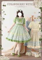 Lily of the Valley Kitten - Country Lolita OP with Embroidery and Cat Print - image 1