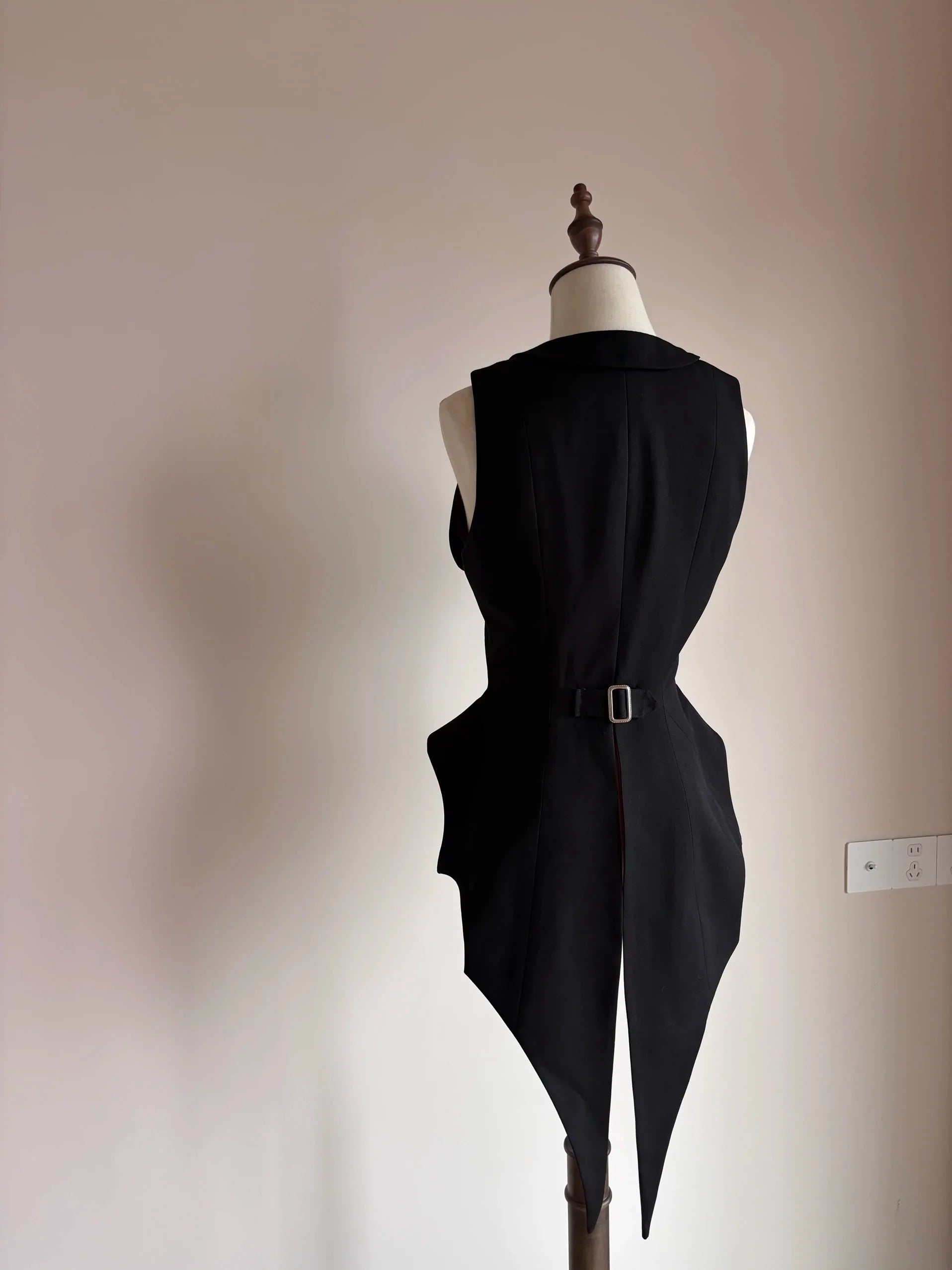 Final Nocturne - Black Gothic Lolita Vest, Bat-Wing Shape - image 10