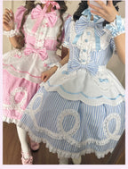 Candy Shop Manager - Old School Lolita Striped OP Dress, Detachable Apron - image 24