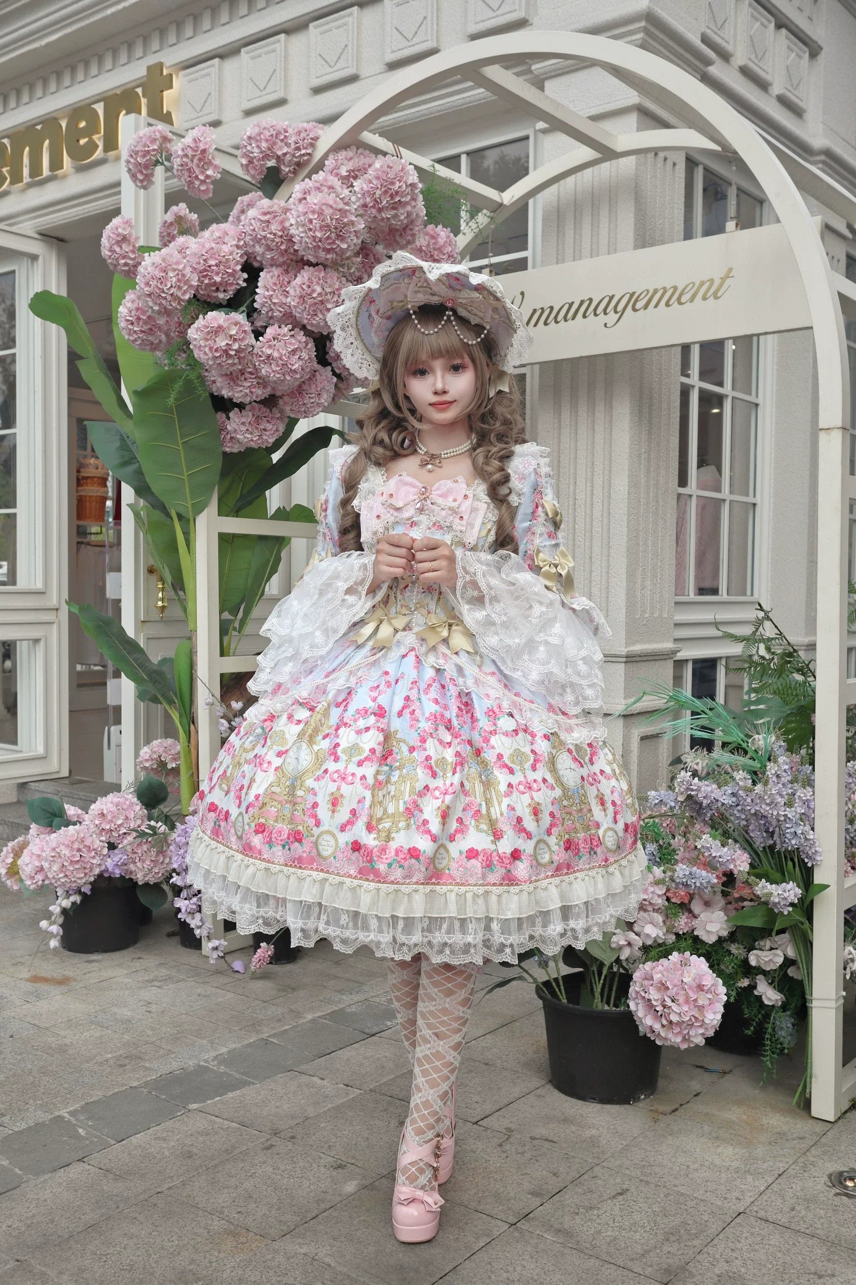 Rose Garden Prelude - Sweet Lolita OP Dress, Floral Printed - image 6
