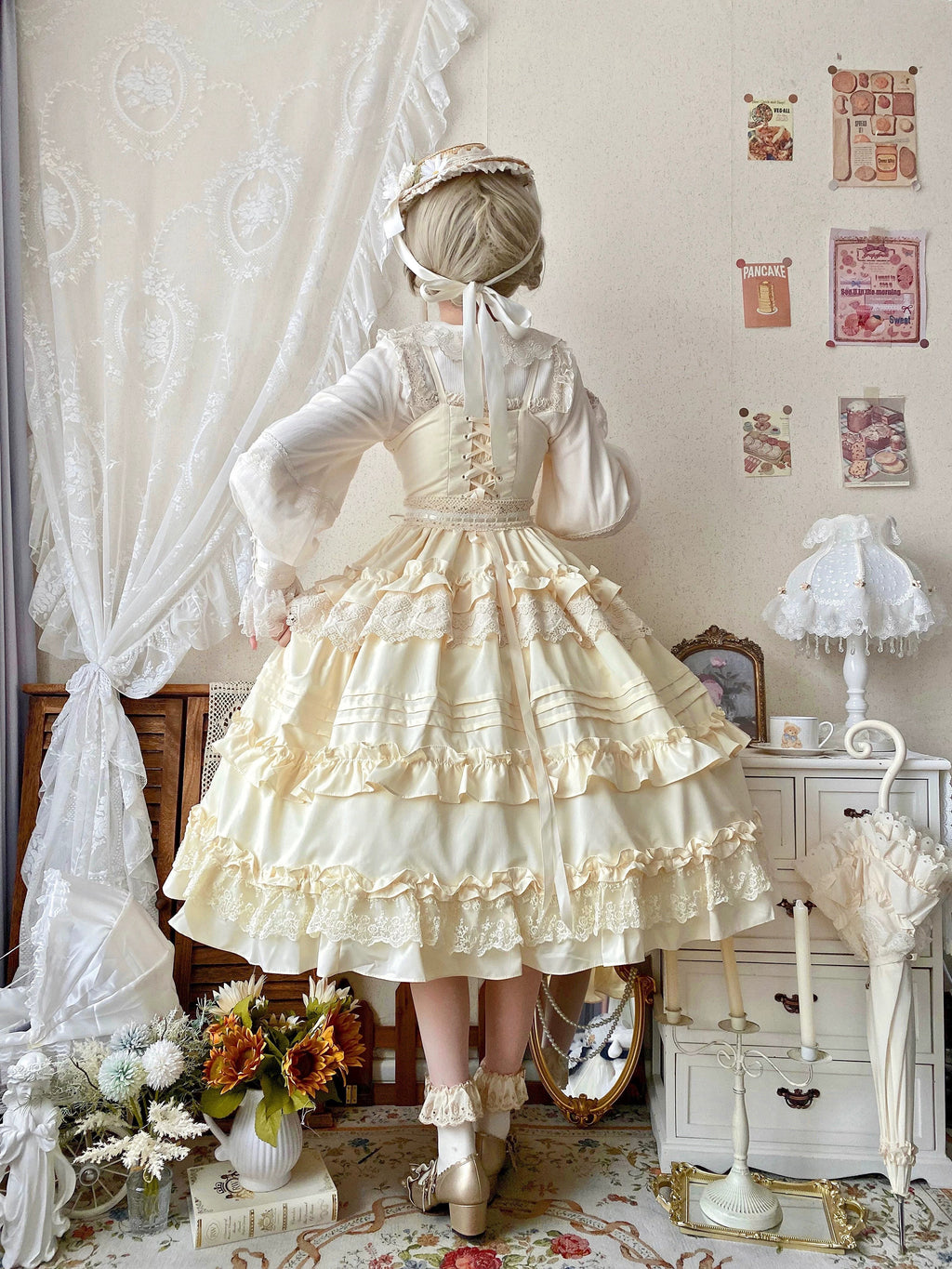 Lilianne Elegant Lolita Ruffled Hem JSK Dress - image 8