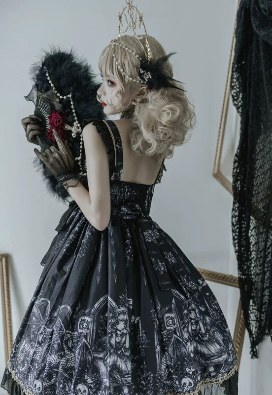 Dragon Witch - Printed Gothic Lolita JSK Dress, Front Opening - image 6
