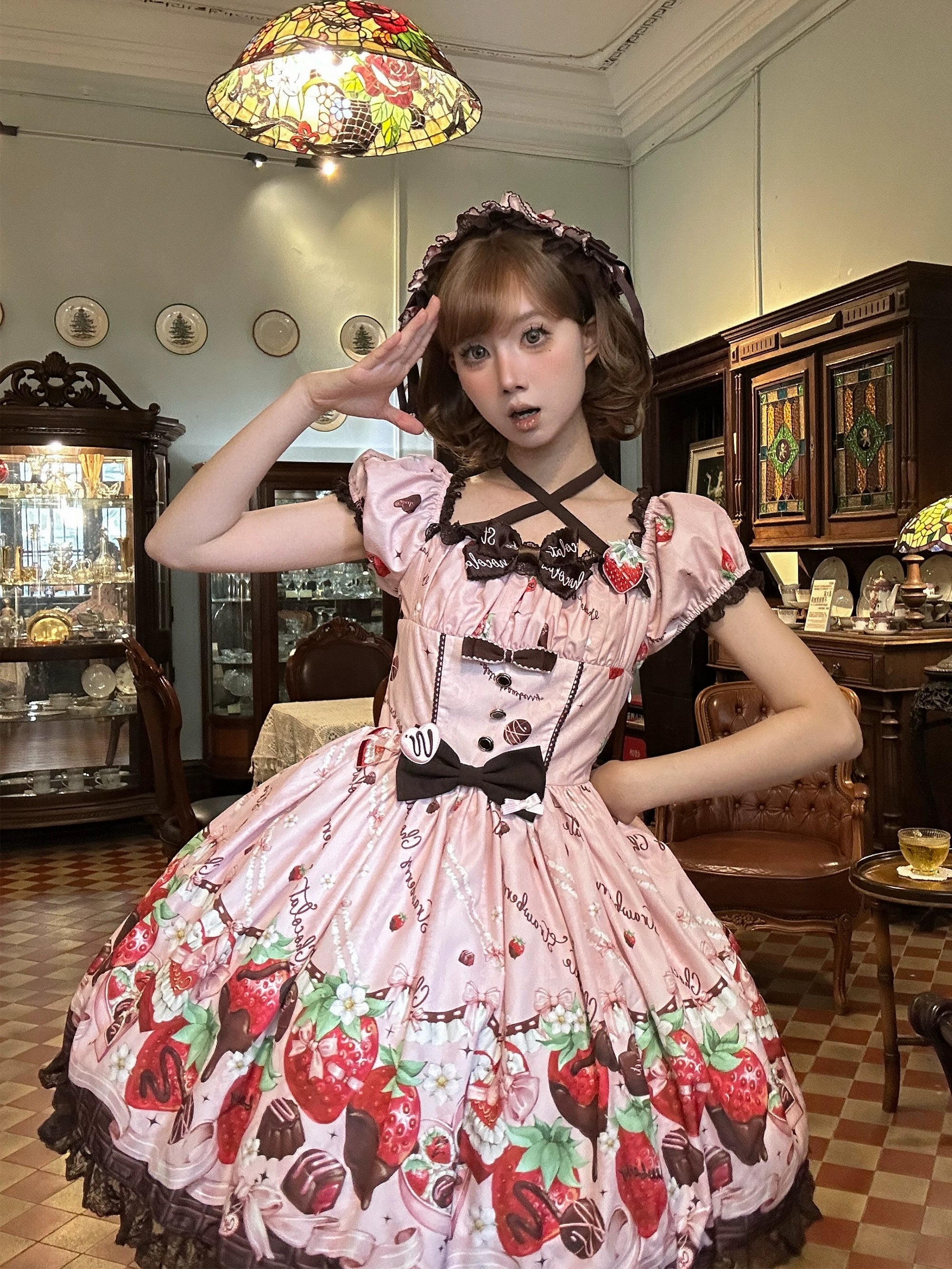 Strawberry Chocolate Lovers Sweet Lolita Embroidered Dress - image 10