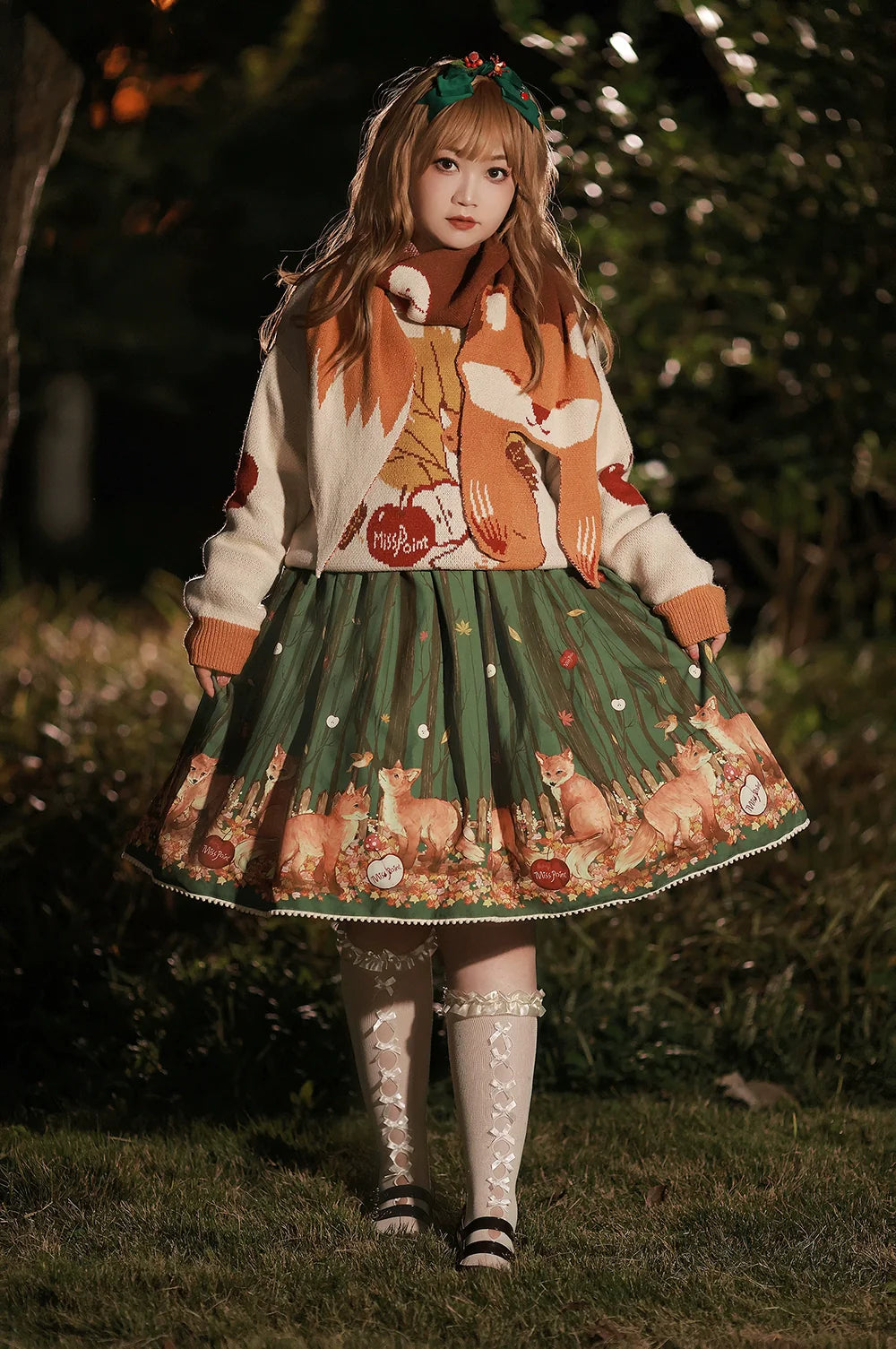 Chubby Fox in the Forest - Kawaii Lolita Accessories Knitted Fox Scarf Embroidered Faux Collar - image 20
