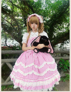 Plaid Baileys - Pink Plaid Old School Lolita JSK Dress - image 7