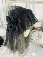 Gothic Lolita Headband Black Bow Lace Hair Accessory - image 12