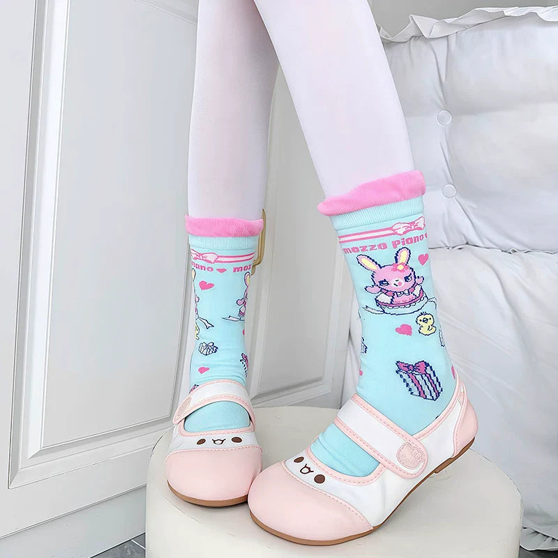 Bunny and Chick Print Sweet Lolita Short Socks - image 6