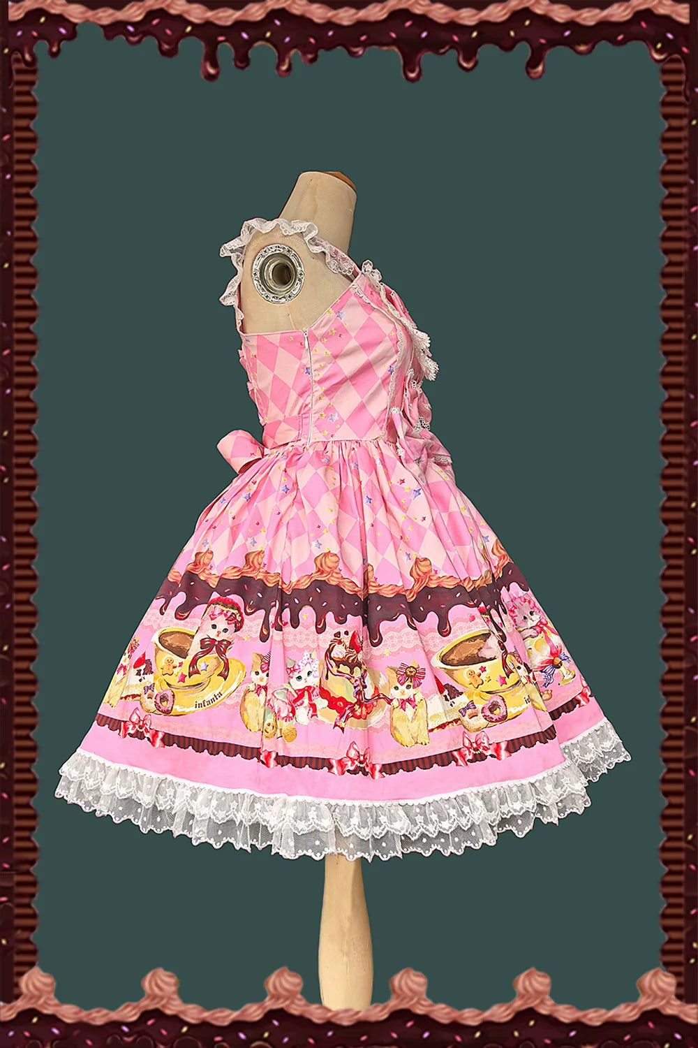 Cream Meow - Sweet Lolita JSK, Cat Print and Accessories - image 3