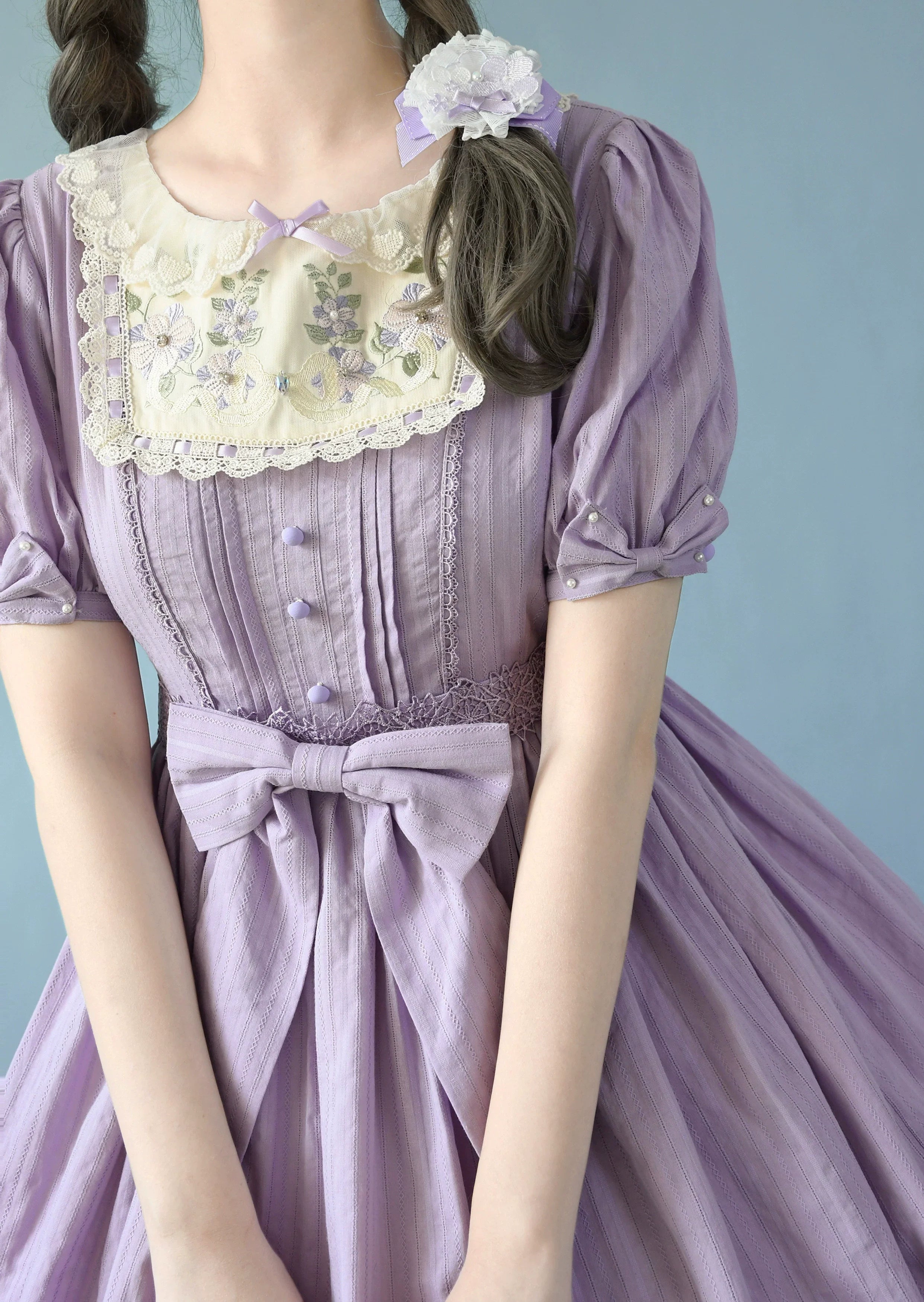 Nerry - Sweet Lolita Embroidered OP Dress Multicolors - image 6