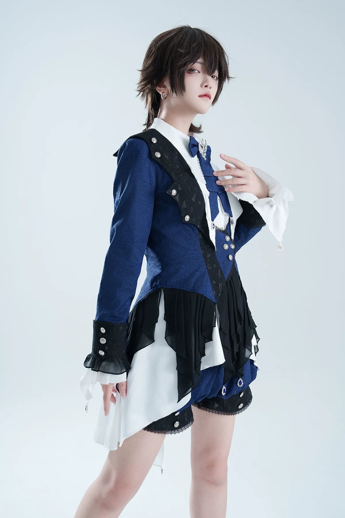Chris' Son - Gothic Ouji Lolita Coat and Irregular Hem Dress Set - image 2