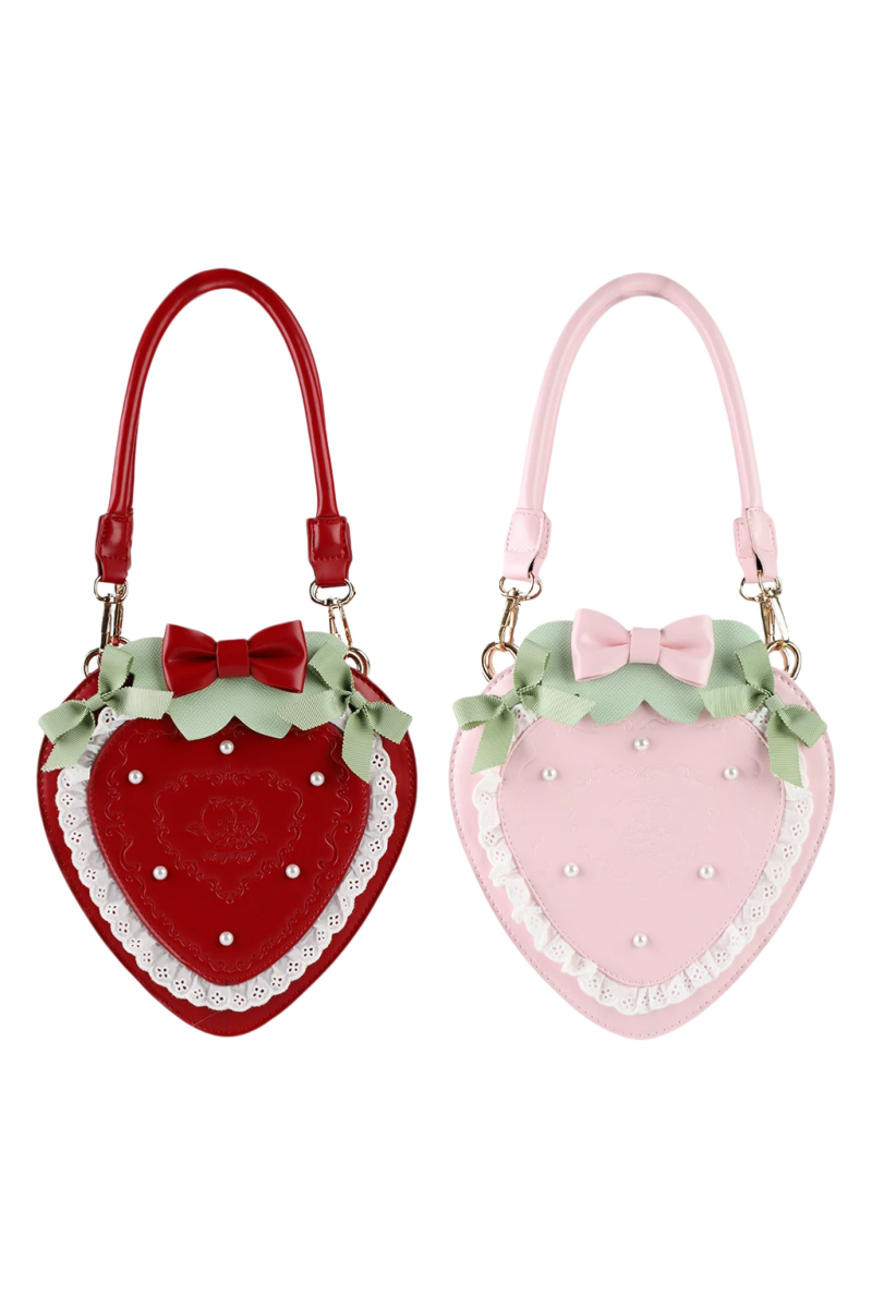 Sweet Strawberry - Bow and Lace Lolita Handbag - image 1