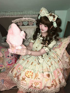 Dream Teahouse - Dessert Print Kawaii Lolita OP Dress Suit - image 16