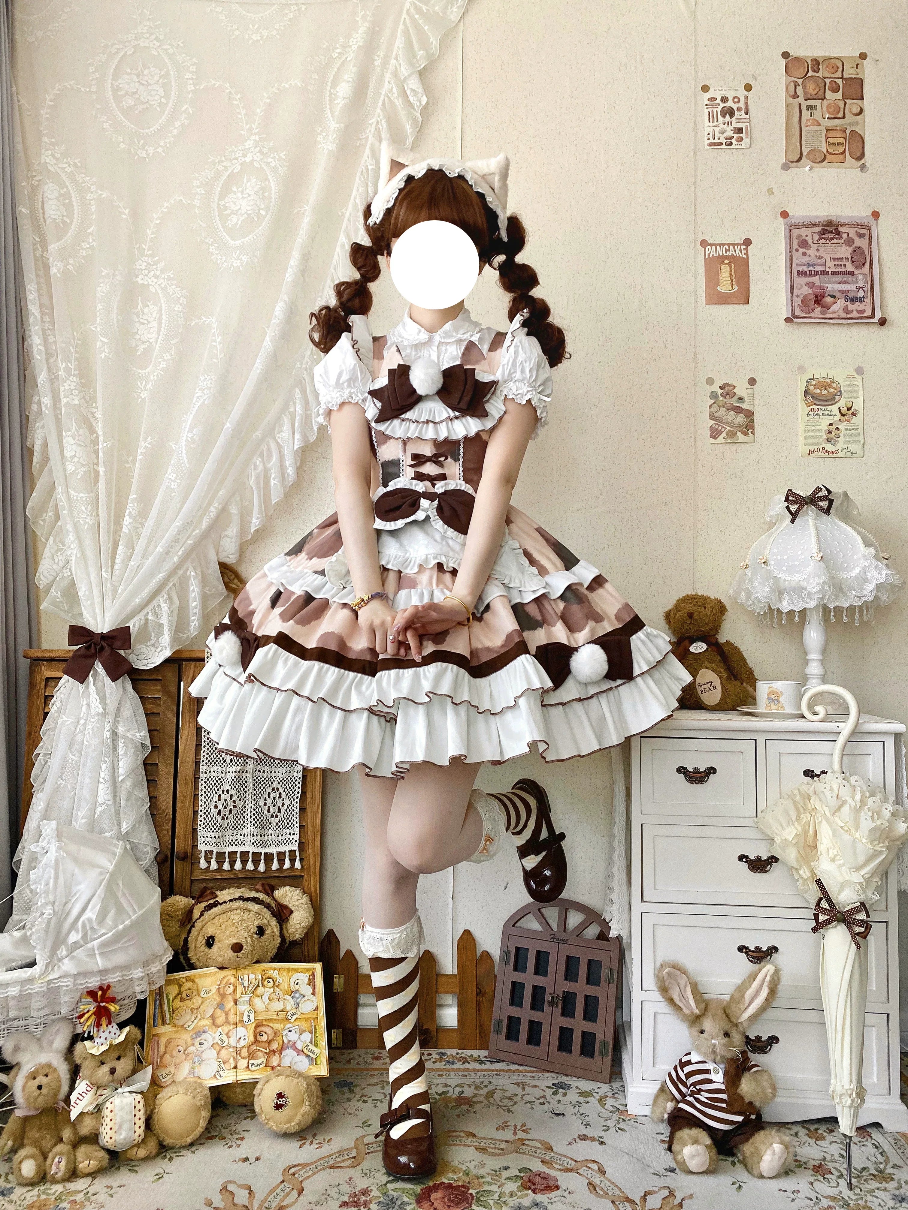Calico Cat - Winter Kawaii Lolita Print JSK - image 8