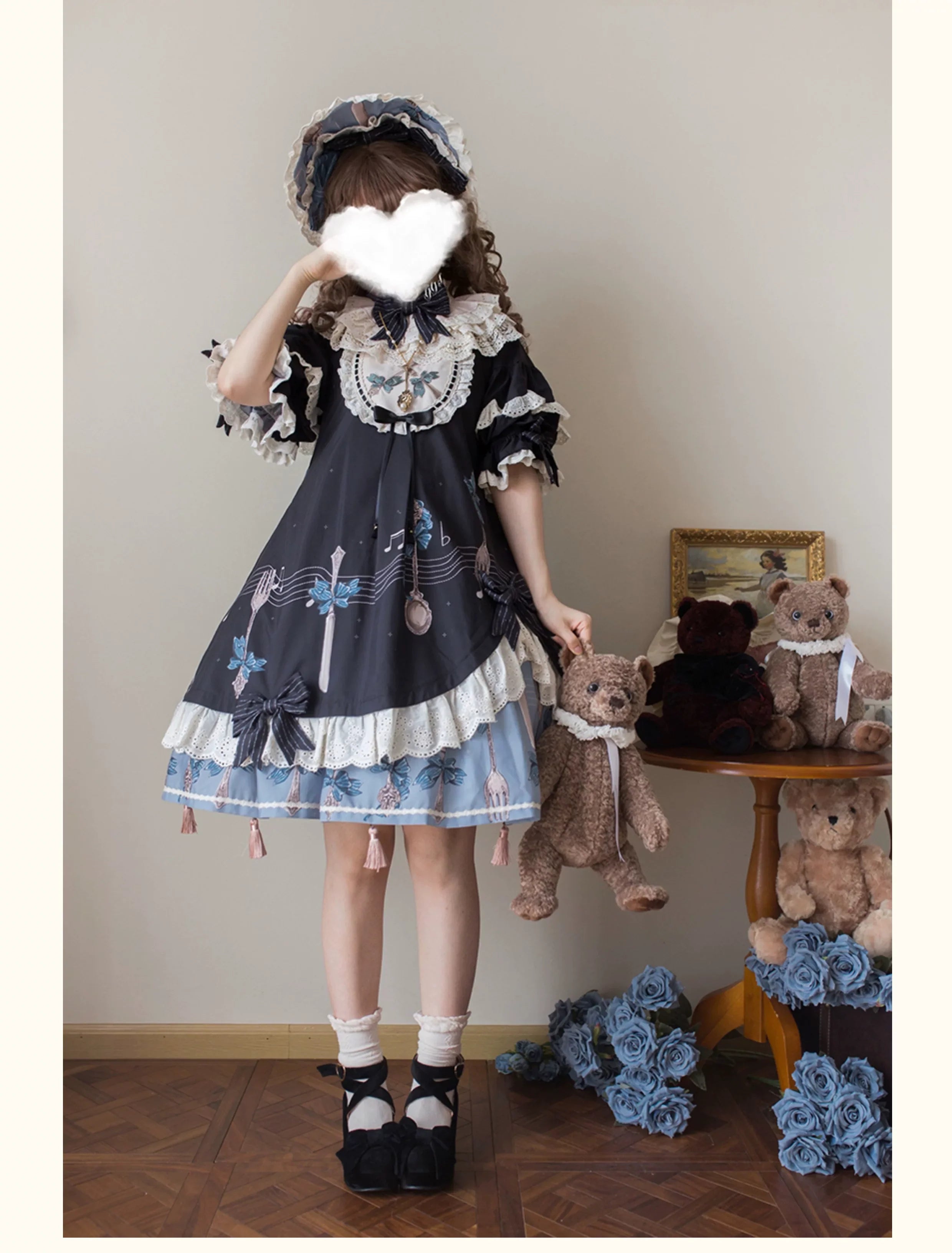 Witch's Banquet - Printed Doll-like Sweet Lolita OP, Apron-like Front and Accessories - image 9