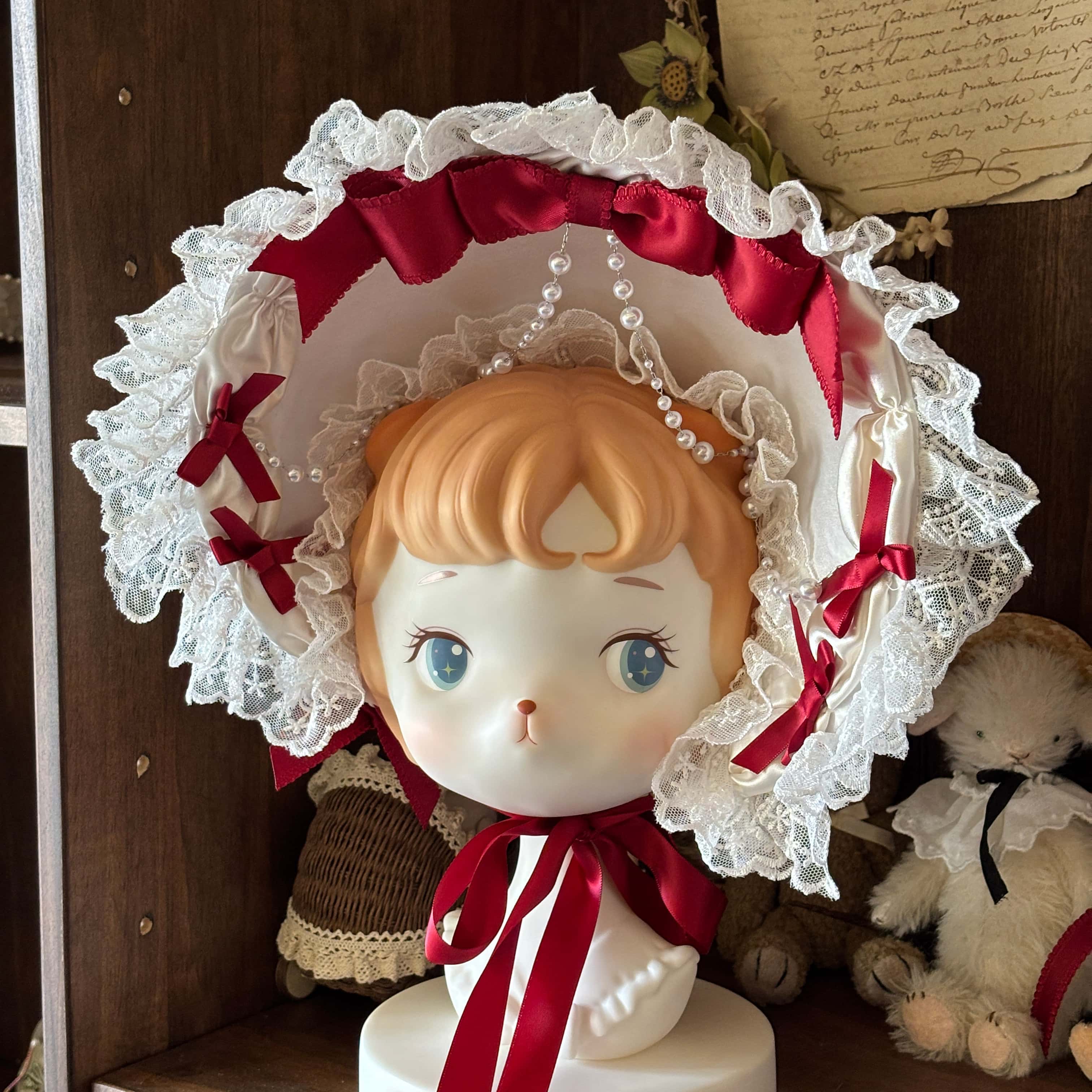 Paria Cream Strawberry Satin Lolita OP Dress and Accessories - image 17