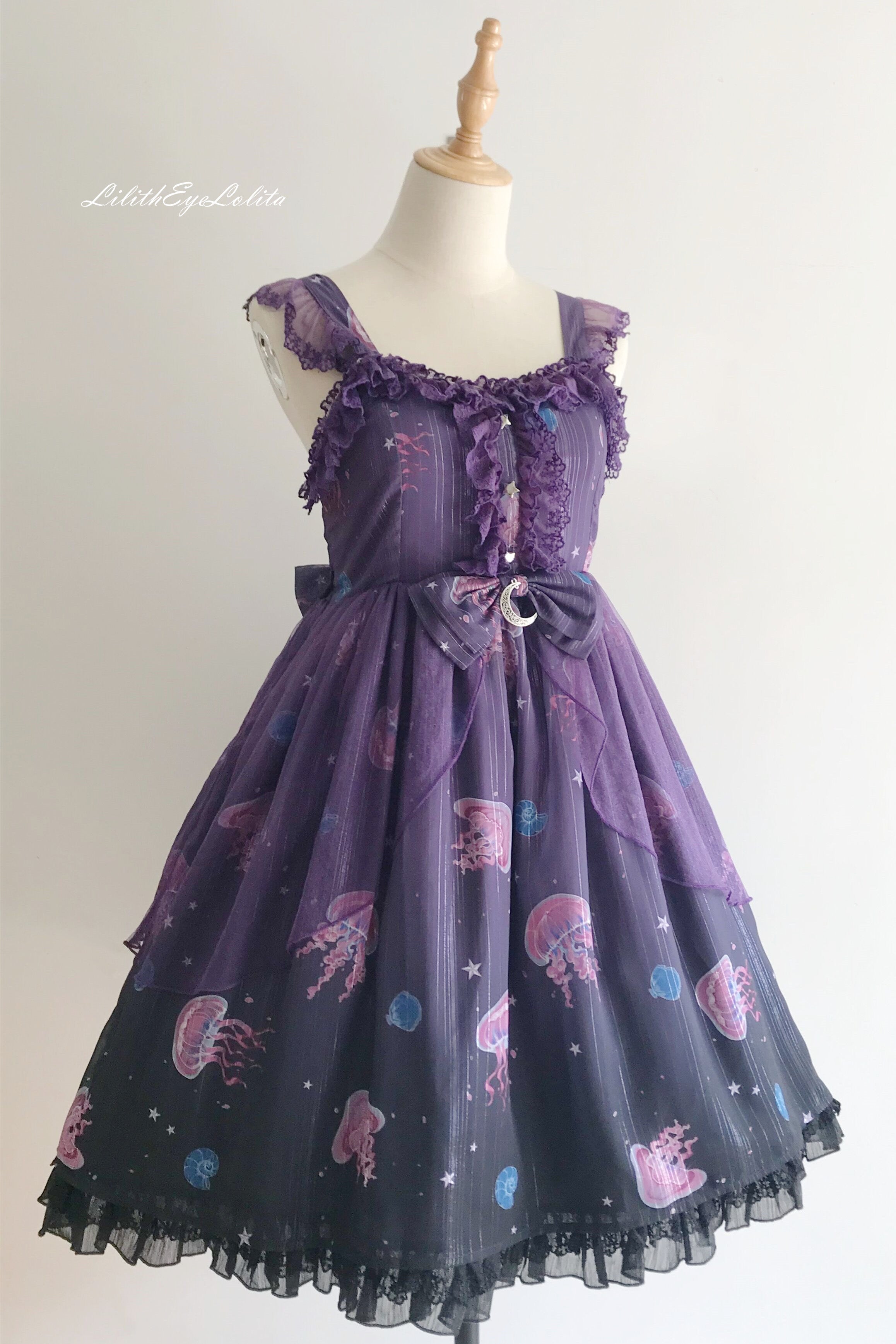 Jellyfish Meteor - Chiffon Fairy Jellyfish Printed Lolita JSK - image 1