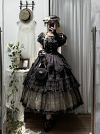 Unnamed Dusk Poem - Classic Lolita OP Dress, Tulle Skirt with Cross Accent and Accessories - image 5