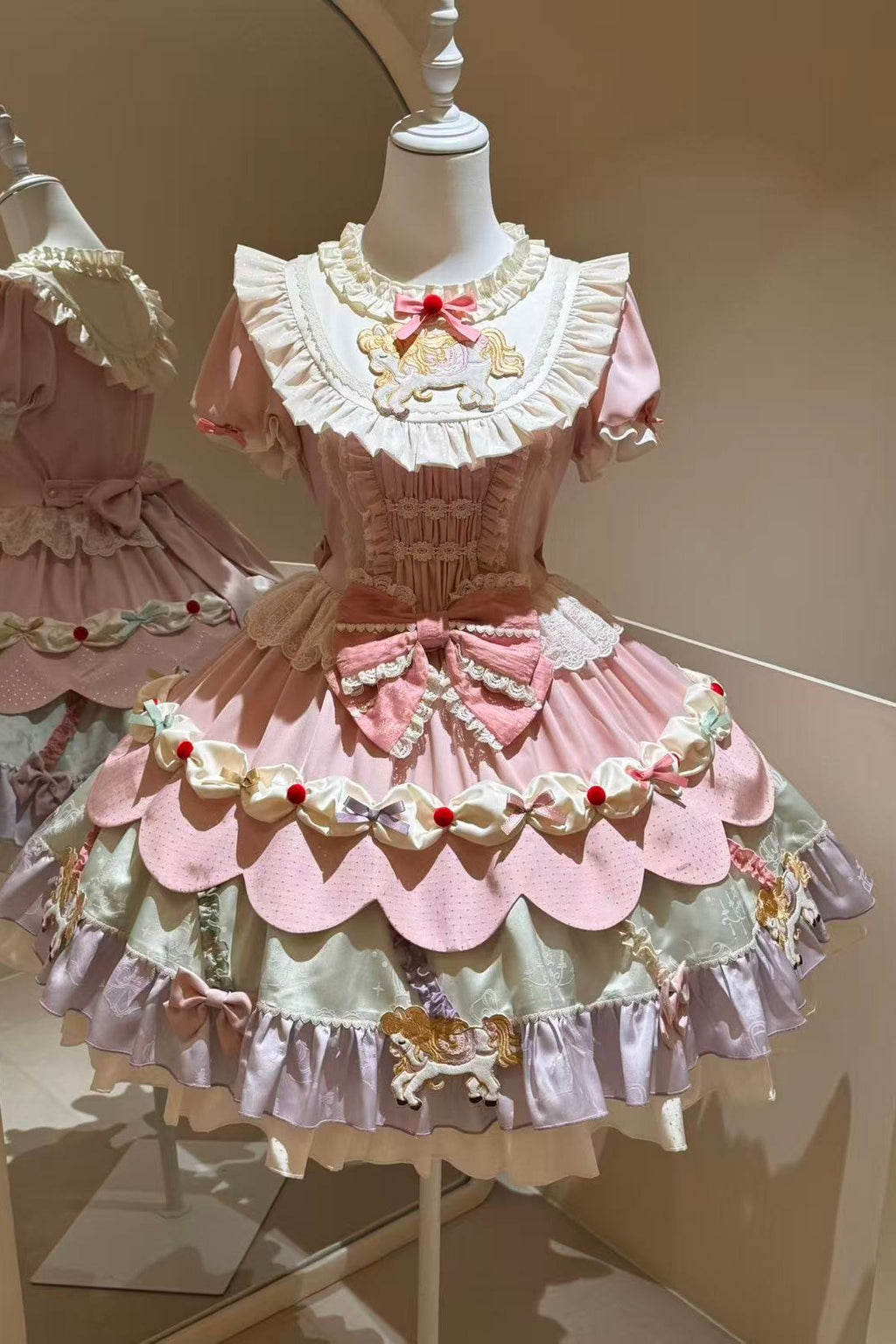 Dream Parade Pink Pony Embroidery Sweet Lolita OP and Skirt Set - image 1