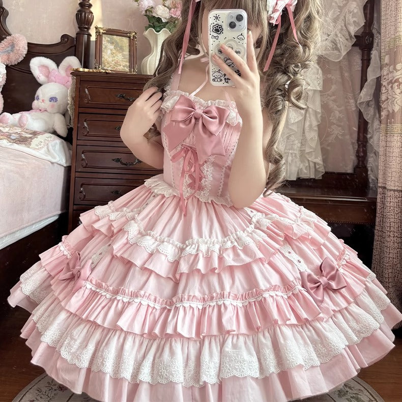 Sweet Mousse - Sweet Lolita JSK in Playful Colors with Bow Decoration - image 9