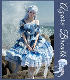 Blue Breath Jellyfish - Classic Lolita JSK Dress, Side Zipper - image 24