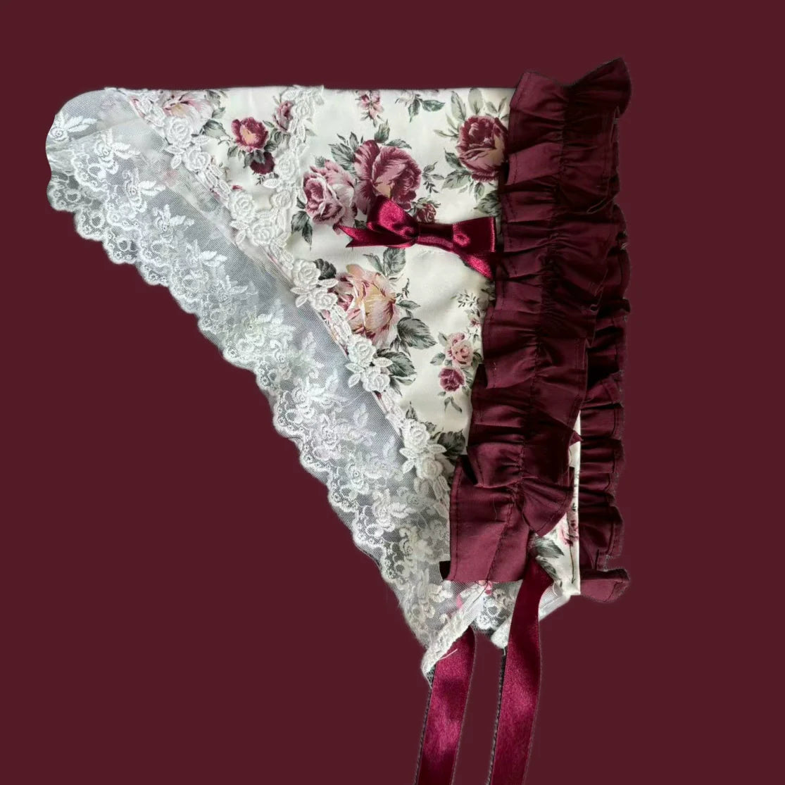 Burgundy Rose - Floral Printed Old School Lolita JSK, Elegant Cape and Accessories - image 28