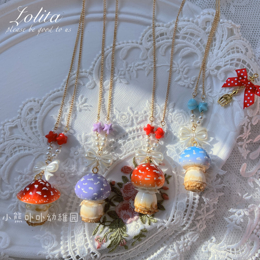 Handcraft Kawaii Lolita Mushroom Necklace - image 6