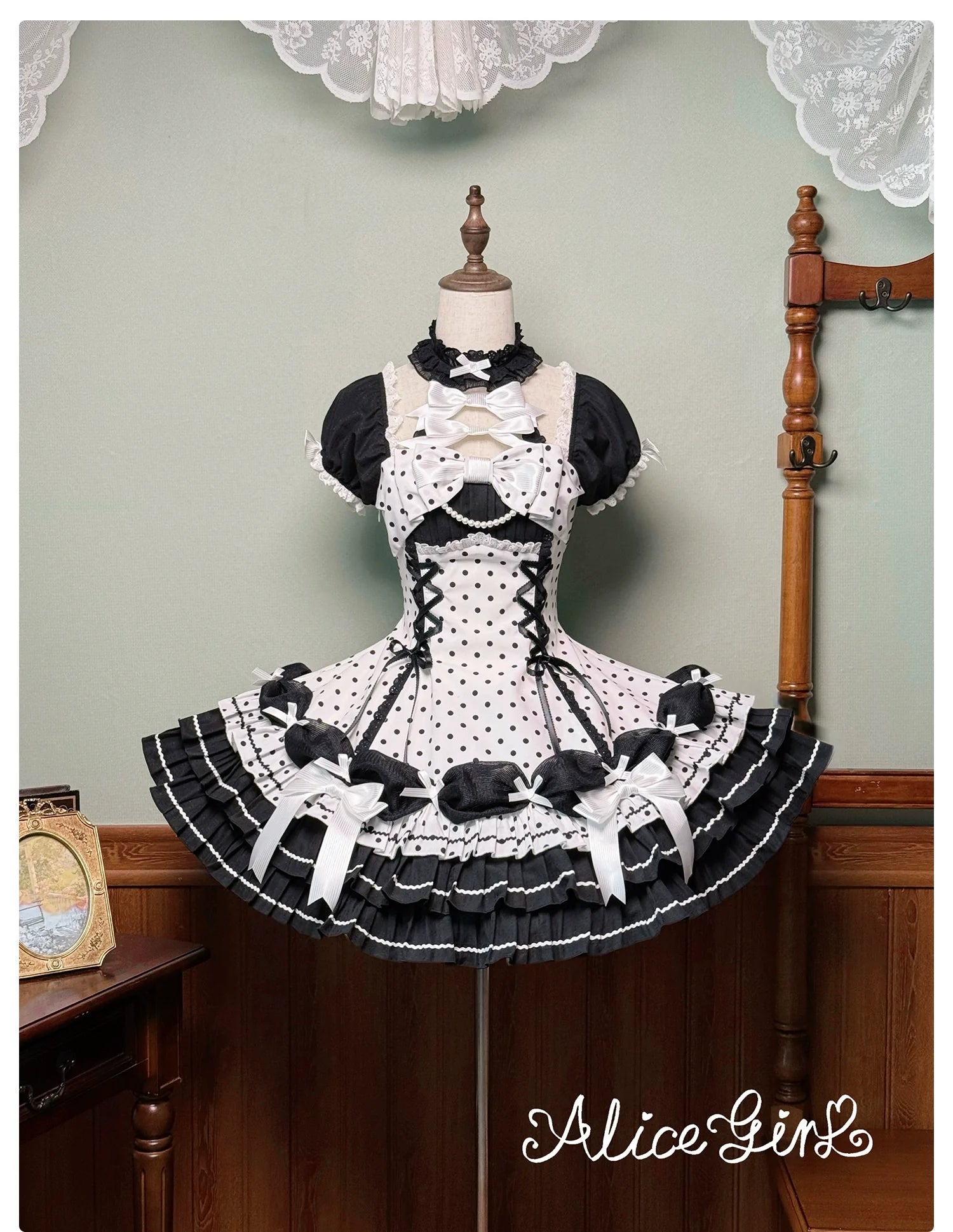 Old School Lolita Halter Neck OP Dress, Polka Dot Accent - image 61