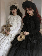 Cotton Gothic Lolita Long JSK, Drawn-up Hem - image 18