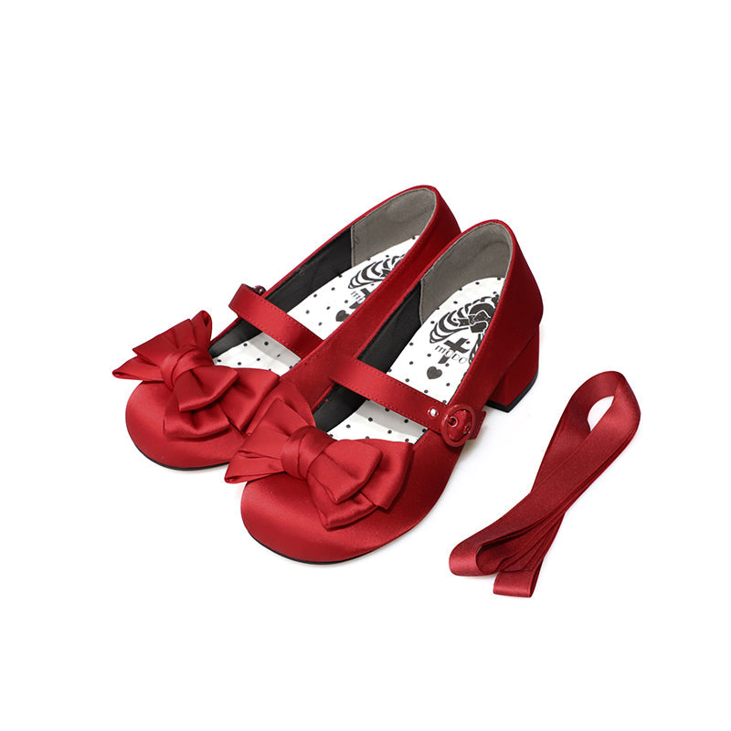 Sissi Satin Bow Sweet Lolita Low Heels - image 21