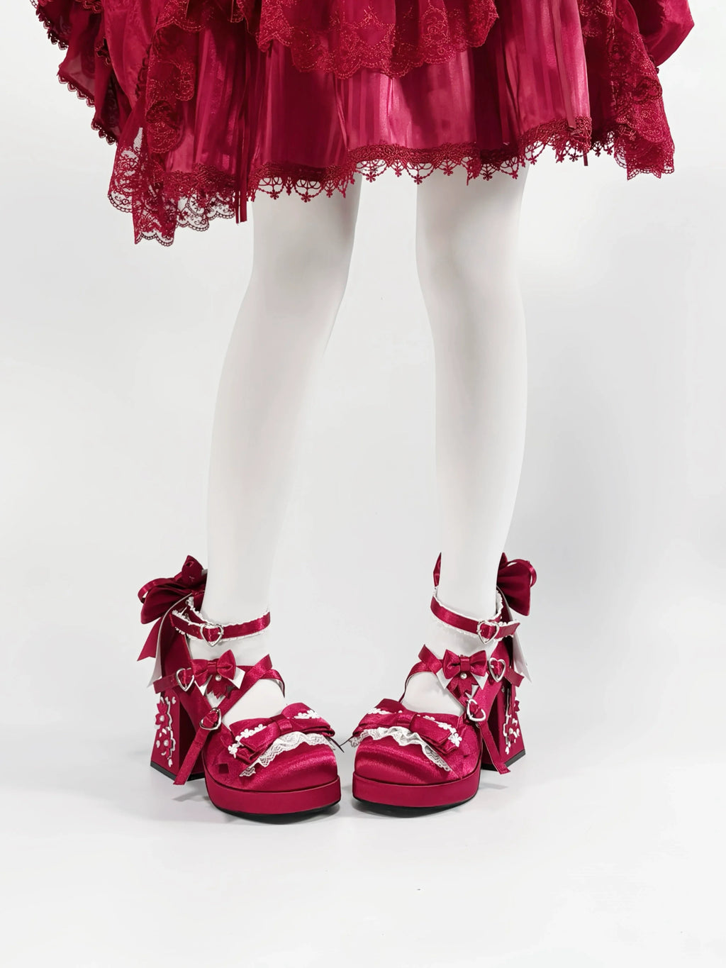Sakura Oath - Sweet Lolita Chunky Heel, 3D Floral Decoration - image 16