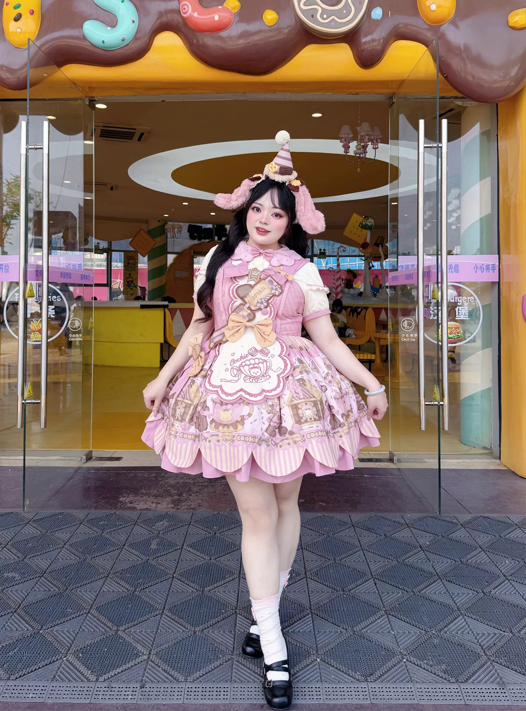 Bear Biscuit SP - Kawaii Lolita Bear Printed Dress Set with Bows - image 29