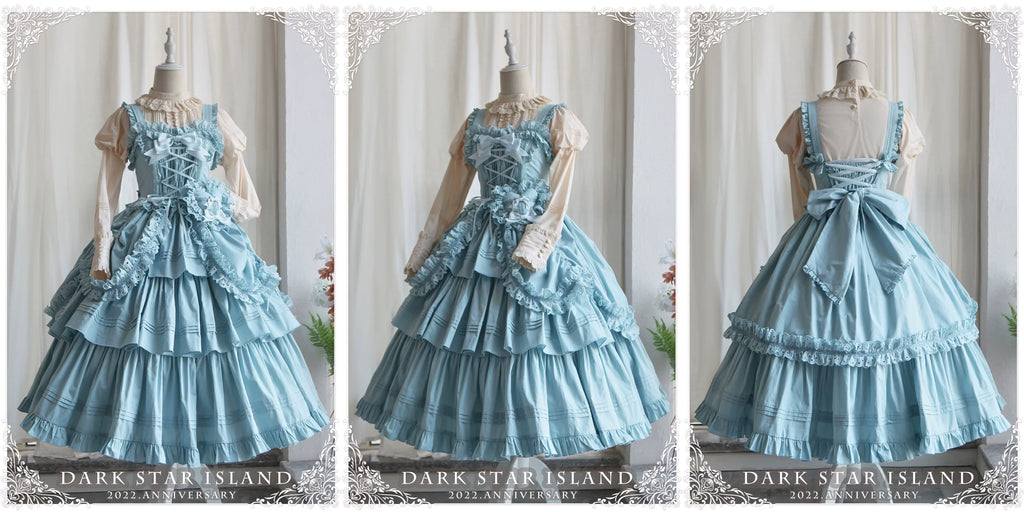 Cotton Gothic Lolita Long JSK, Drawn-up Hem - image 5