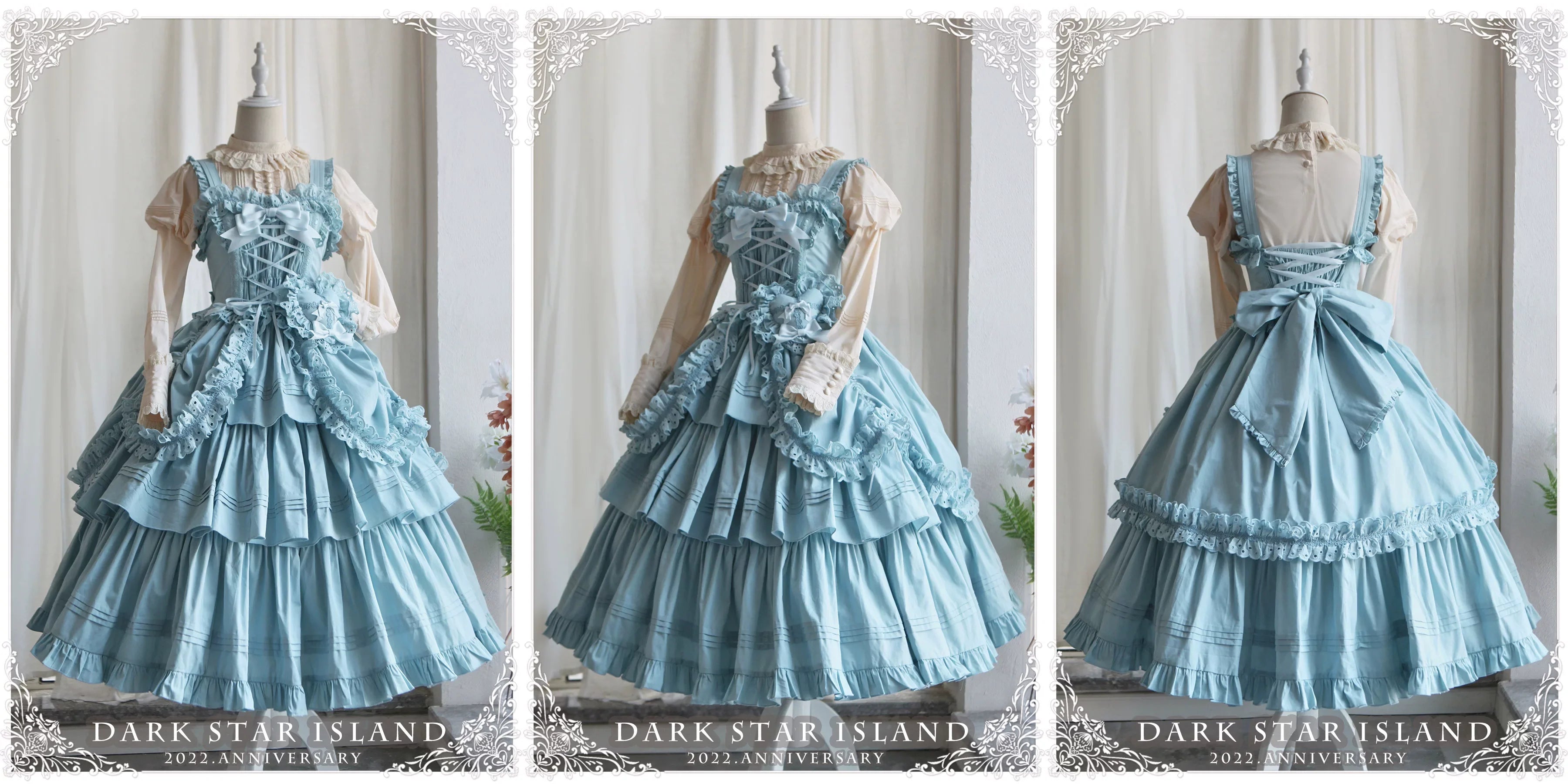 Cotton Gothic Lolita Long JSK, Drawn-up Hem - image 5