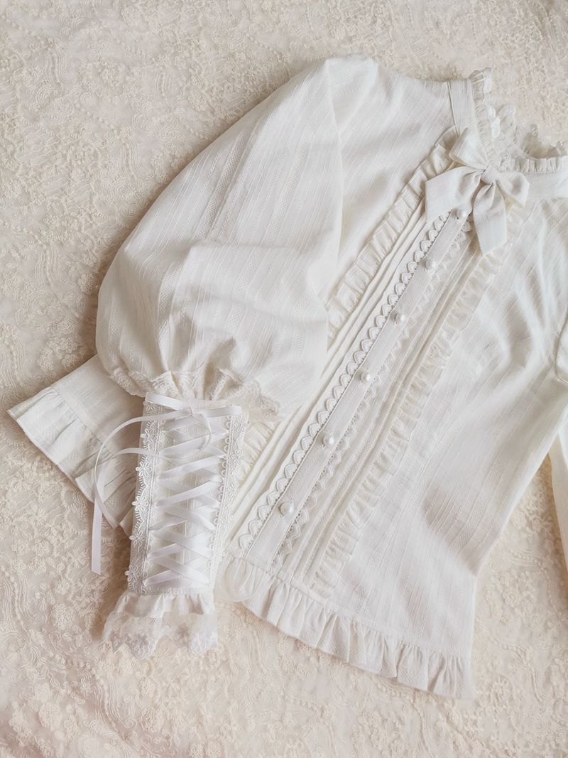 Winter Mutton Sleeves Lace Flounce Lolita Blouse - image 6