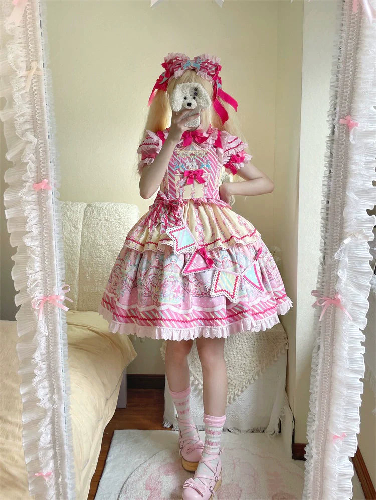 Candy Park Sweet Lolita Print Jumper Dress and Accessories - image 15