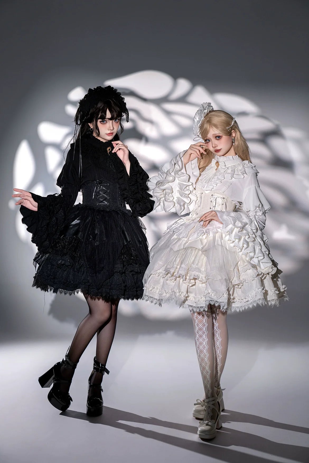 Good and Evil Angel - Gothic Lolita SK Set Retro Princess Sleeve Blouse - image 2