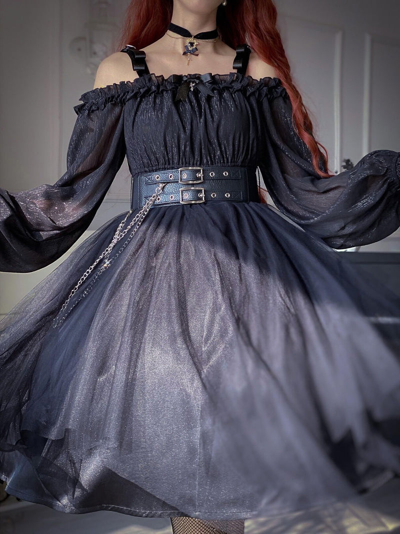 Gothic Lolita High Waist Black Dress - image 30