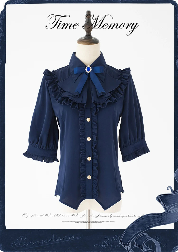 Earl Girl - Chiffon Classic Lolita Shirt, Mid-Length Mutton Sleeves - image 5