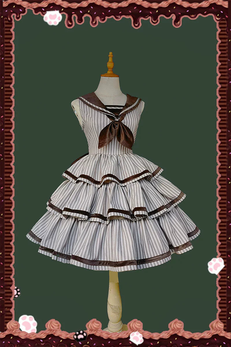 From Afar - Vintage Striped Peppy-Style Lolita JSK & Cape - image 15