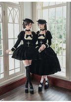 Apocalypse - Gothic Lolita Velvet OP Dress Set, Fishbone Waist - image 10