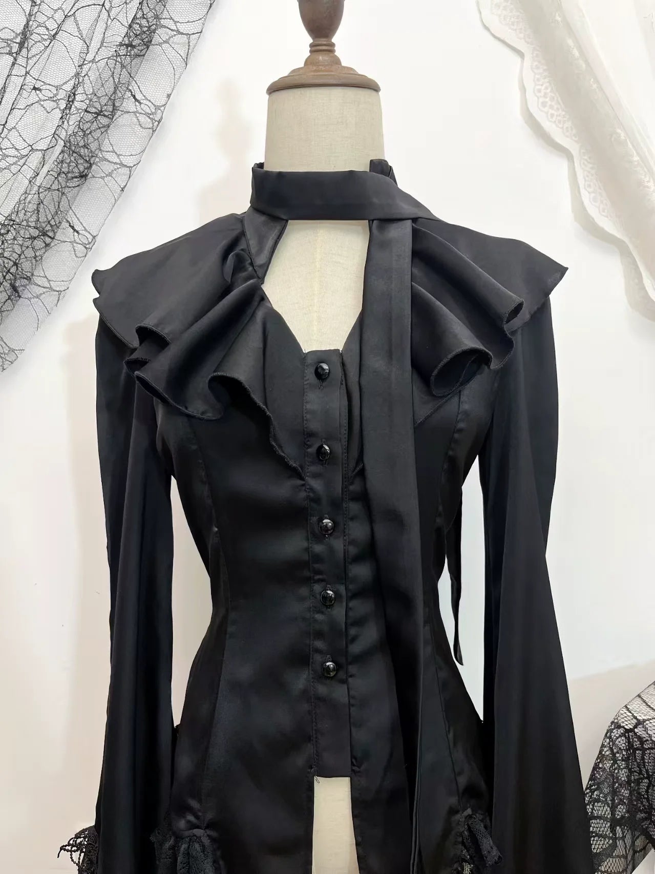 Butterfly Shadow - Gothic Lolita Ruffled Tailcoat Blouse - image 6