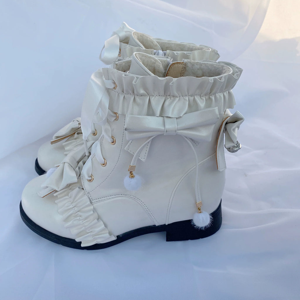 Enthusiastic Ideation - Elegant Lolita Shoes Fleeced Short Martin Boots - image 16