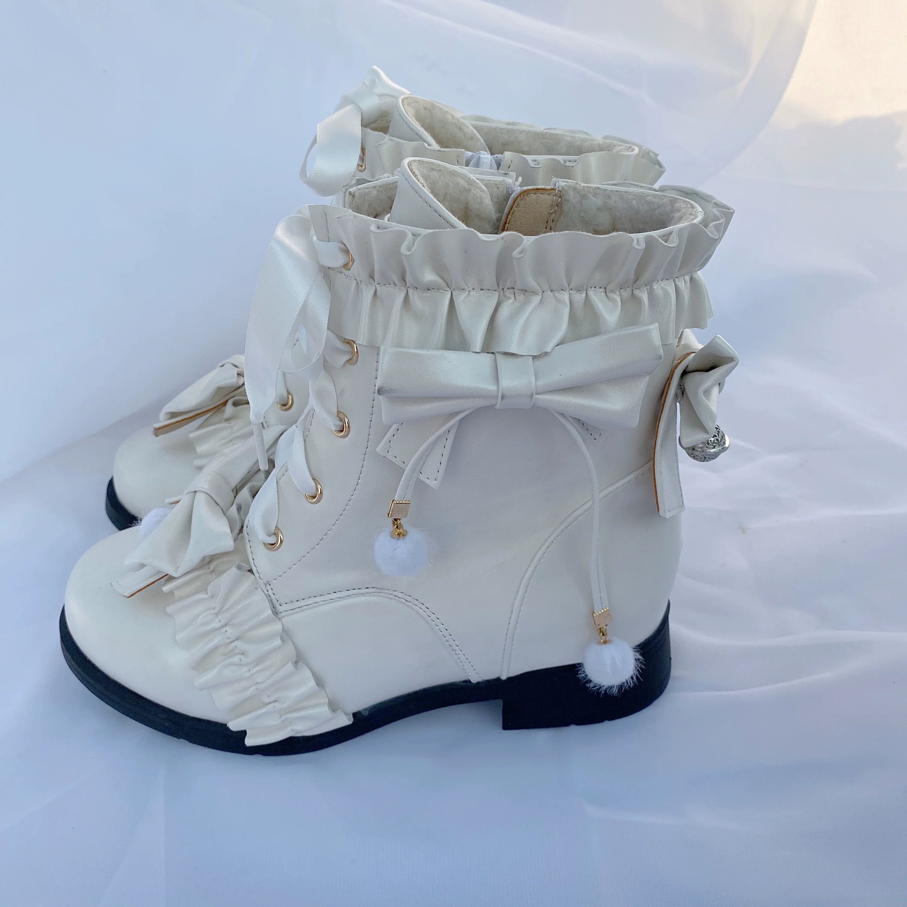 Enthusiastic Ideation - Elegant Lolita Shoes Fleeced Short Martin Boots - image 16