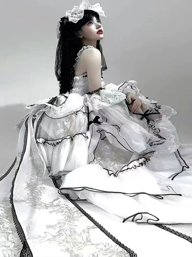 Layered Poem Wedding Sweet Plus Size Lolita JSK Dress Set - image 18