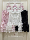 Cross Heart Knot - Sweet Lolita JSK Suit Tiered Ruffles Dress with Lace Blouse - image 25