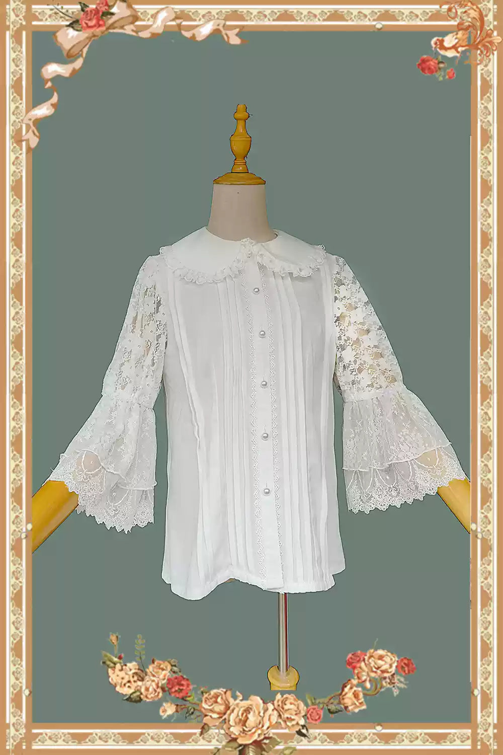 Doll-like Old-School Lolita OP Dress, Patchwork Sleeve and Accessories - image 10
