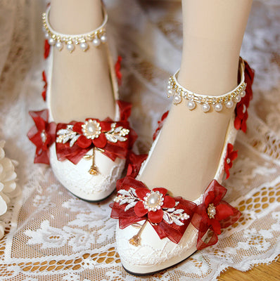 Wedding Lolita Floral Pointed Toe Heels - image 9