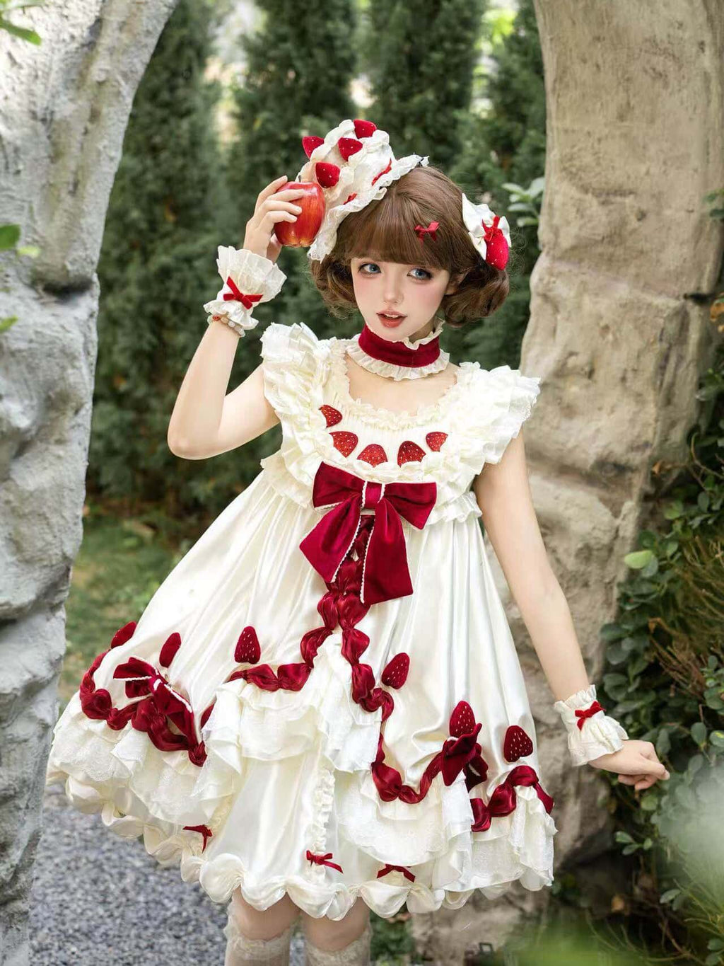 Strawberry Cream Cake White Sweet Lolita OP Set - image 7