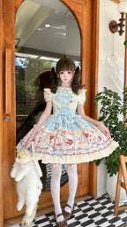 Bunny Party Sweet Lolita Printed JSK Dress with Bow Train - image 10