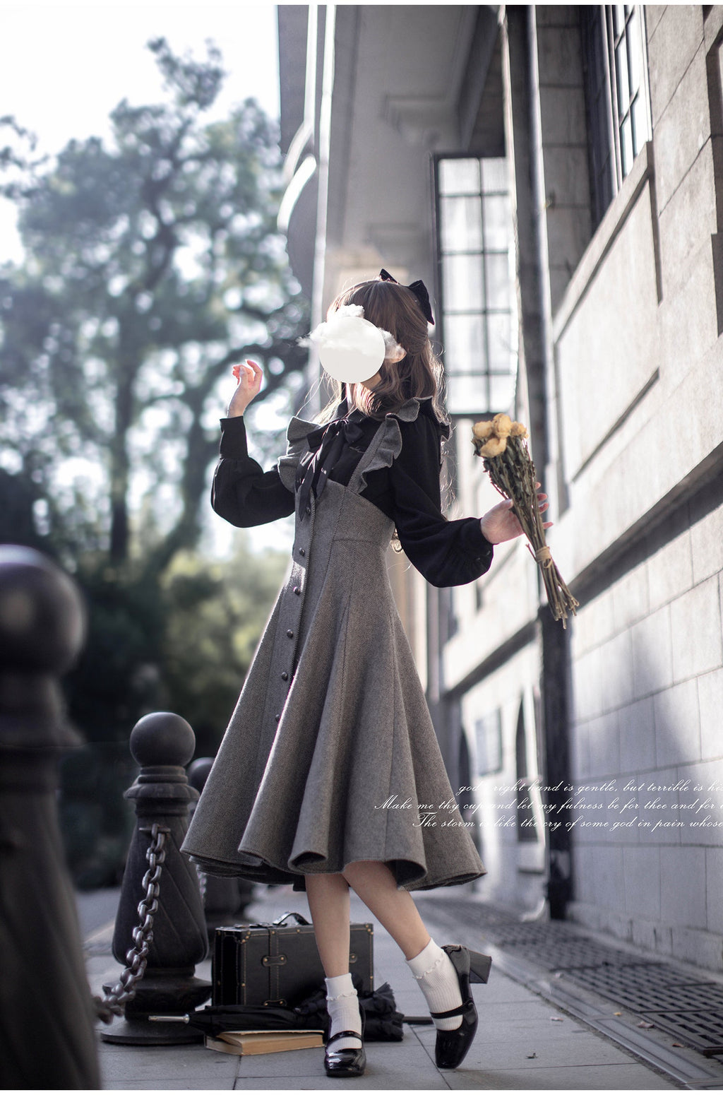 Serena - Elegant Woolen Lolita JSK Dress Set - image 7
